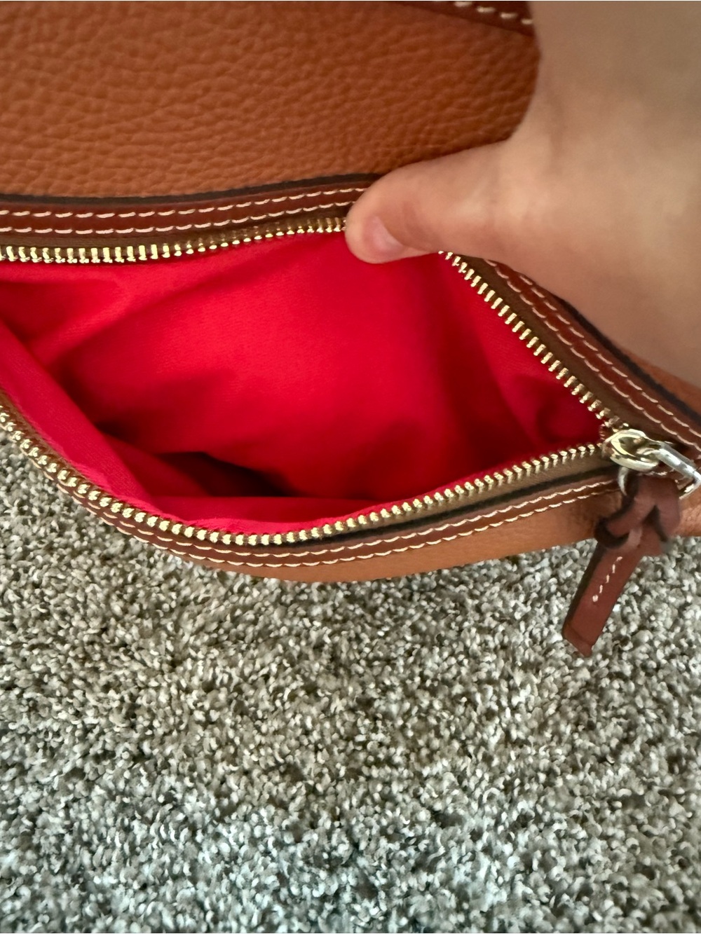 Dooney & Bourke Pebble Leather Hobo Bag in Cognac Brown - Picture 3 of 6